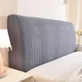 Elastic deep grey headboard cover with vertical ribbed texture for modern beds - L260*H80*T5-28cm / Dark Gray