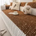Moderno cuscino per divano in ciniglia marrone scuro con frange e pizzo bianco - 90x90cm / Cuscino per divano / caffè