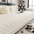 Funda de sofá acolchada blanco crema con textura de rombos gruesa para protección hogar - Cuadrado Pequeño / Blanco Roto