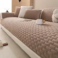 Copridivano spesso in velluto di cristallo a quadri marrone caffè stile francese - 70x70cm / Marrone