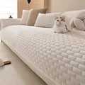 Copridivano in velluto di cristallo bianco crema con trama trapuntata e fondo antiscivolo - 70x70cm / Bianco Sporco