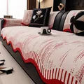 Cojín de sofá de chenilla moderno con patrones de ondas rojas y cojines a juego - 70*70cm / Rojo