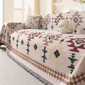 Copridivano bohémien spesso con motivi tribali geometrici e bordi con frange sottili - 180*130CM / Stile Sud-Ovest Jacquard Geometrico (Anhan)