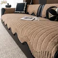 Cojín de sofá de felpa marrón con rayas y borde festoneado negro minimalista - 70x70cm / Marrón