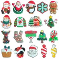 Luminous Christmas shoe charms set for clogs featuring Santa and reindeer designs - Christmas Glow Series
