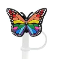 Couvre-paille papillon arc-en-ciel pour gobelet Stanley, bouchon silicone anti-poussière - Arc-en-ciel