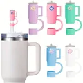 10mm straw covers for Stanley cups with 3D bottle shapes and daisy floral patterns - 5 Pieces / Multicolor