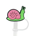 Pink snail cartoon silicone straw cover cap for Stanley tumblers with dust protection - Snail Style (12)