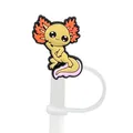 Yellow cartoon axolotl straw cover cap for 8-10mm Stanley cup accessories - Yellow Anthropomorphic Style (10)