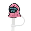Pink astronaut straw topper with 'I Need More Space' text for 8-10mm Stanley cups - Pink Astronaut Style (4)