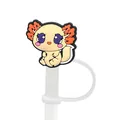 Yellow cartoon axolotl straw topper with purple eyes for 8-10mm Stanley tumbler straws - Yellow Cartoon Style (2)