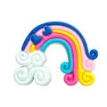 Rainbow charm for clogs featuring heart relief and colorful silicone layers - Blue Pink Rainbow (F172-4)
