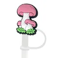 Pink mushroom silicone straw cover cap for 8-10mm tumblers in cute garden design - Mushroom Style (7)