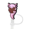 Pink axolotl straw topper with brown heart for 8-10mm Stanley cup accessories - Pink Heart Style (4)