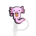 Pink axolotl straw cover drinking boba tea for 8-10mm Stanley cup accessories - Pink Milk Tea Style (6)