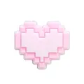 Pink pixel heart PVC shoe charm for clogs with a cute 8-bit retro aesthetic design - Pink Pixel Heart (F172-9)