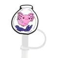 Pink axolotl straw topper with transparent bottle design for 8-10mm Stanley straws - Transparent Bottle Style (12)