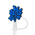 Blue and black leaf pattern silicone straw topper dust cap for Stanley tumbler - Blue Leaf Style (13)