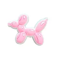 Pink and white balloon dog shoe charm made of soft silicone for DIY decoration - Pink Balloon Dog (F172-13)