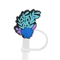 Cartoon plant pot silicone straw cover cap in blue and purple for Stanley tumblers - Blue Plant Style (14)