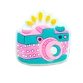 Cute 3D cartoon camera shoe charm for garden clogs in blue pink and yellow - Cartoon Vintage Camera (F172-14)