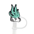 Mint green flame cartoon straw cover compatible with 8-10mm Stanley tumbler cups - Mint Green Seaweed Style (15)