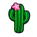 Cute green 3D cactus shoe charm for clog sandals with a pink flower detail - Cactus with Flower (F172-16)