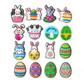 16pcs Easter PVC shoe charms set featuring colorful rabbits and eggs for garden clogs - Multicolor Easter Series