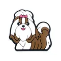 Cute cartoon Shih Tzu dog shoe charm with pink bow for garden clogs decoration - Shih Tzu Style (2)