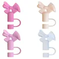 Lot de 4 protège-pailles en silicone en forme de nœud pour gobelets de 10 mm, design pur - Lot de Quatre Couleurs Nœud Papillon (XG027)