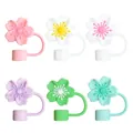 Pack de 6 fundas de silicona para pajitas Stanley de 10 mm con diseño de flor de cerezo - Set de 6 Begonia