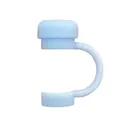 Light blue food-grade silicone straw cover cap with flexible ring for 10mm straws - Light Blue