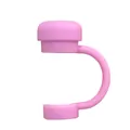 Pastel pink 10mm silicone straw cover cap with anti-dust plug and attachment ring - Pink