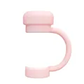 Pink silicone straw cover cap with attachment ring for 10mm tumbler straws - Hot Pink