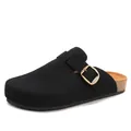 Sabots classiques en daim noir avec semelle en liège et boucle en métal vintage - EU 36 / Noir