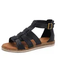 Women's black flat Roman gladiator sandals with cross straps and cork sole texture - EU 36 / Sapphire Blue