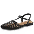 Sandali alla schiava neri da donna con design intrecciato a punta quadra alla moda - EU 36 / Nero