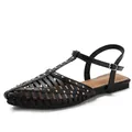 Vintage black cage sandals for women with gold rivets and adjustable ankle strap - EU 36 / Black