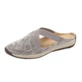 Grey walking slip-on mule for women with rhinestone snowflake and elastic cross straps - EU 36 / Gray