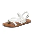 Women's white Roman flat sandals with crisscross straps and adjustable buckle closure - EU 39 / White