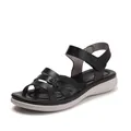 Women's casual wedge sandals with black cross straps and adjustable velcro closure - EU 36 / Black