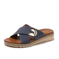 Sandali con zeppa blu navy con fibbia dorata e suola a piattaforma per l'estate - EU 36 / Blu