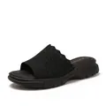 Women's black wedge sandals with knitted wave pattern and non-slip platform sole - EU 36 / Black