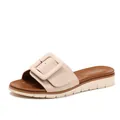 Sandales compensées pour femmes avec large bride et grande boucle carrée en beige - EU 36 / Abricot