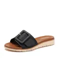 Sandales compensées bohèmes pour femmes avec bride en cuir noir et boucle carrée - EU 36 / Noir