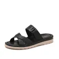 Sandales compensées pour femmes avec lanières croisées noires et semelle beige épaisse - EU 36 / Noir