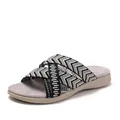 Women's wedge sandals with grey woven crisscross straps and platform sole side view - EU 36 / Black