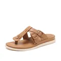 Caramel brown platform thong sandals with stylish buckle straps and cushioned sole - EU 36 / Brown