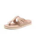 Chic apricot platform T-strap flip-flops with dual buckle straps and cushioned thick soles - EU 36 / Apricot