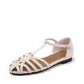 Sandales plates femme blanc crème ajourées avec bride en T pour l'été chic - EU 43 / Blanc Cassé